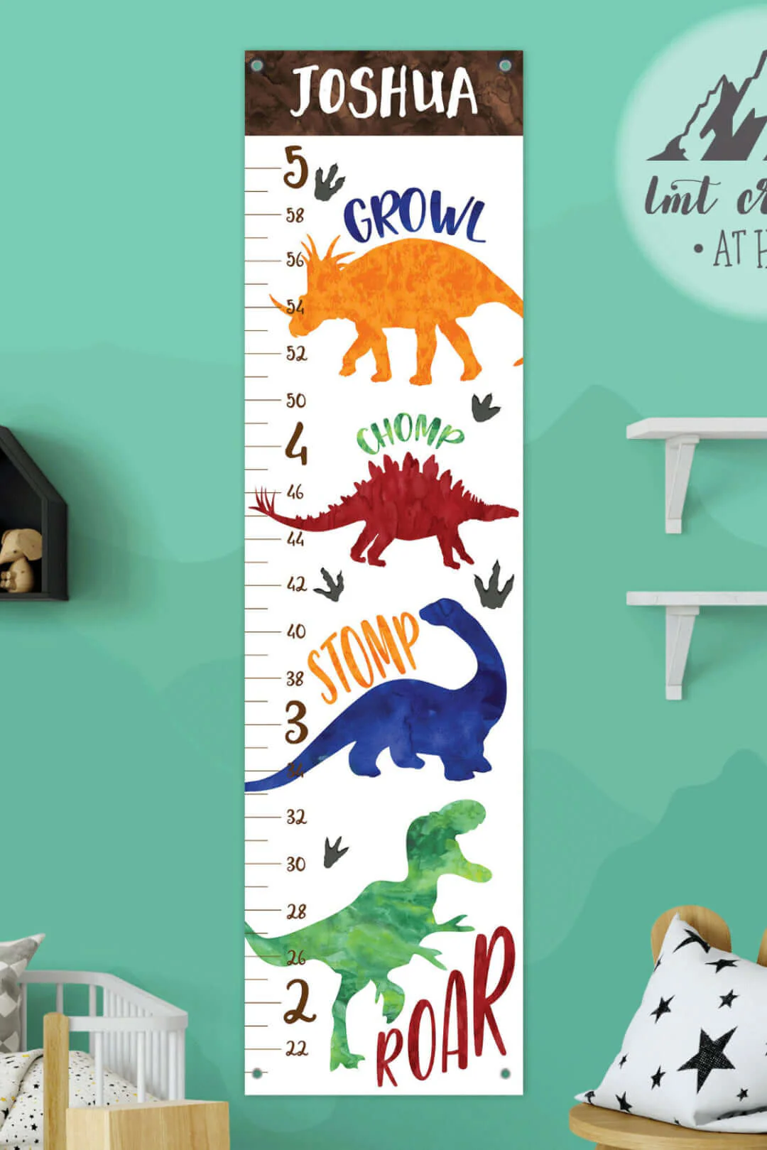 Personalized Dinosaur Hanging Canvas Height Ruler - Image 6