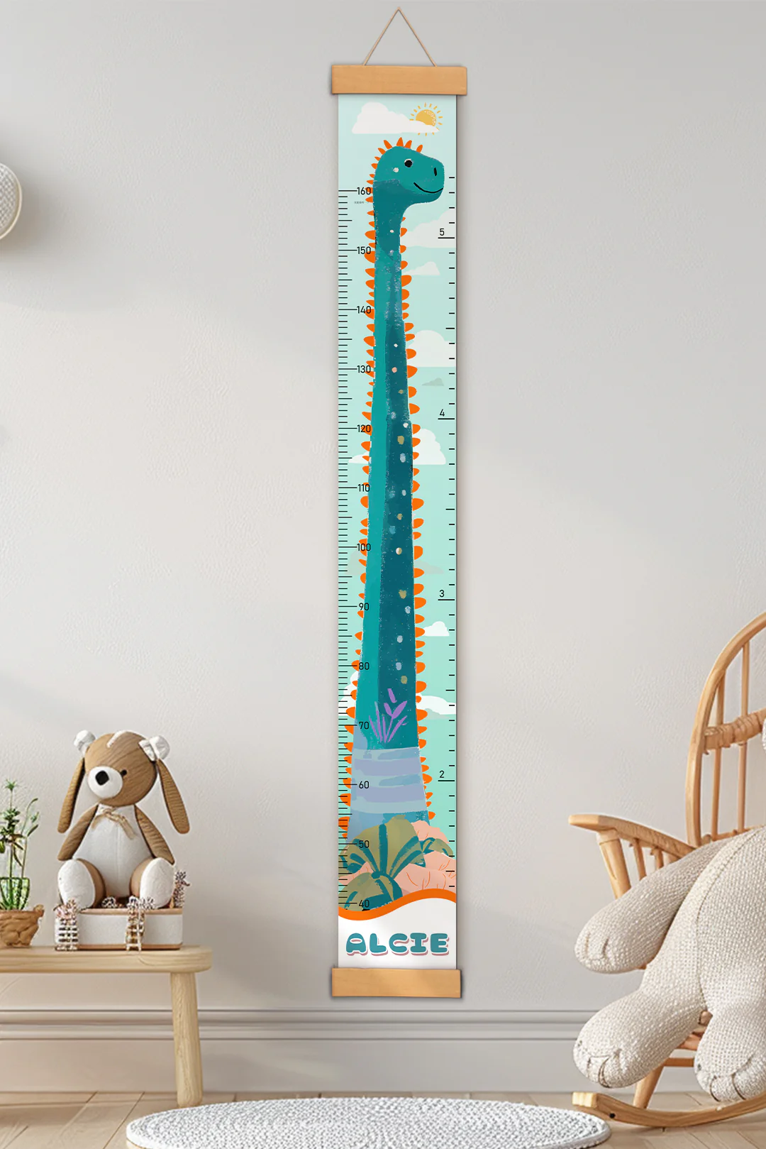 Personalized Dinosaur Growth Hanging Canvas Height Ruler - Image 5