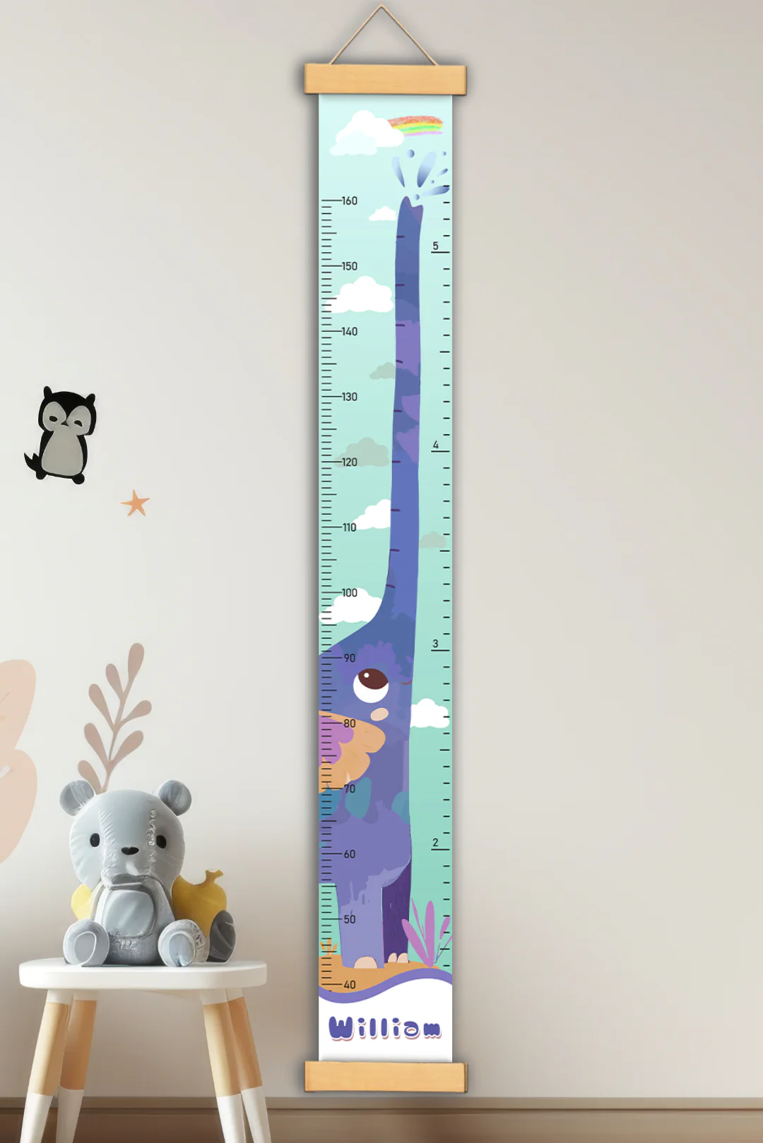 Personalized Elephant Growth Hanging Canvas Height Ruler - Image 2