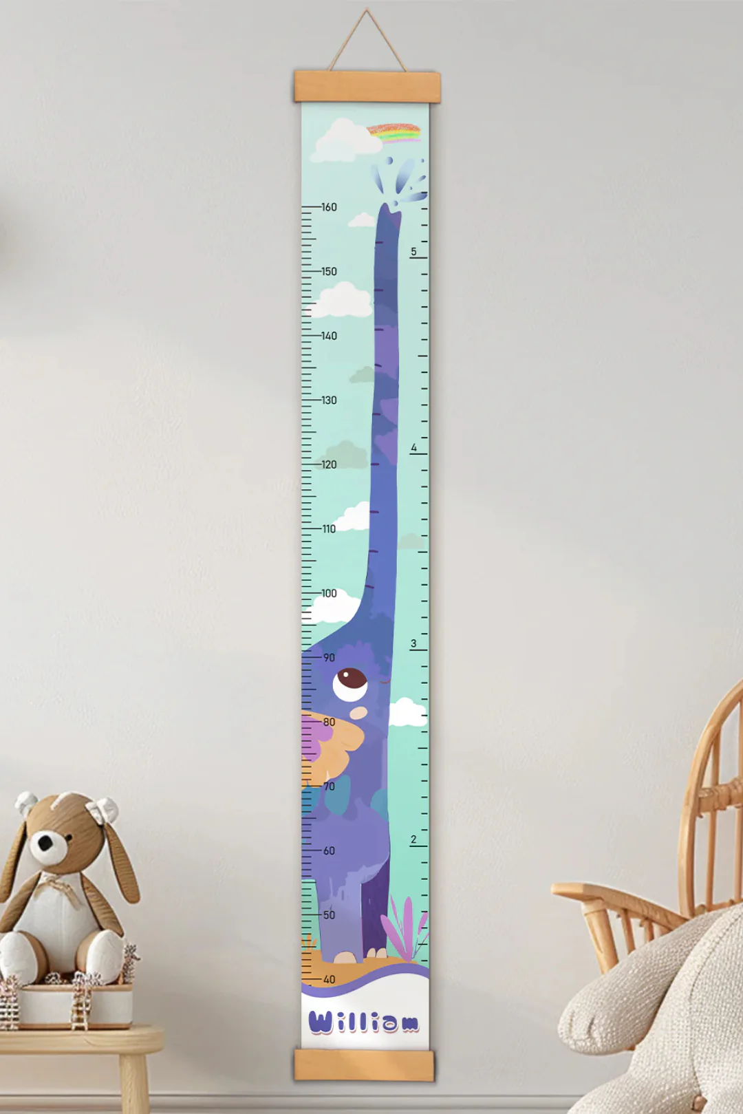 Personalized Elephant Growth Hanging Canvas Height Ruler - Image 3