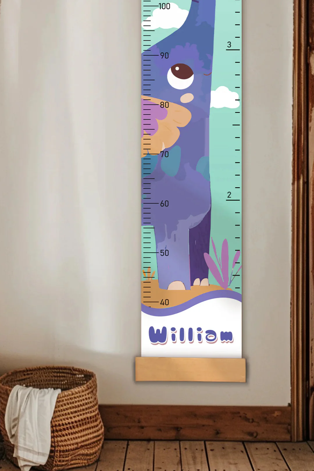 Personalized Elephant Growth Hanging Canvas Height Ruler - Image 4