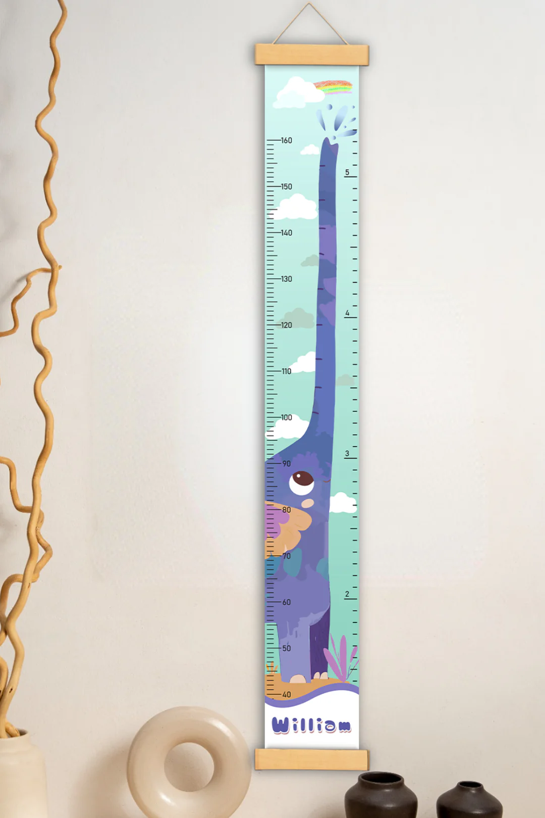 Personalized Elephant Growth Hanging Canvas Height Ruler - Image 5
