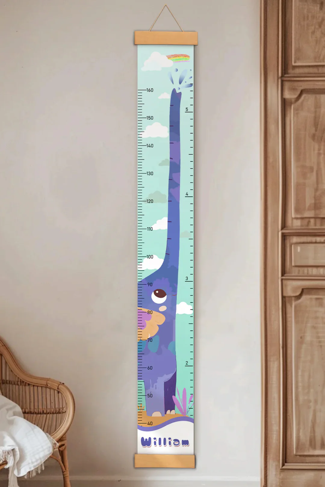 Personalized Elephant Growth Hanging Canvas Height Ruler - Image 7