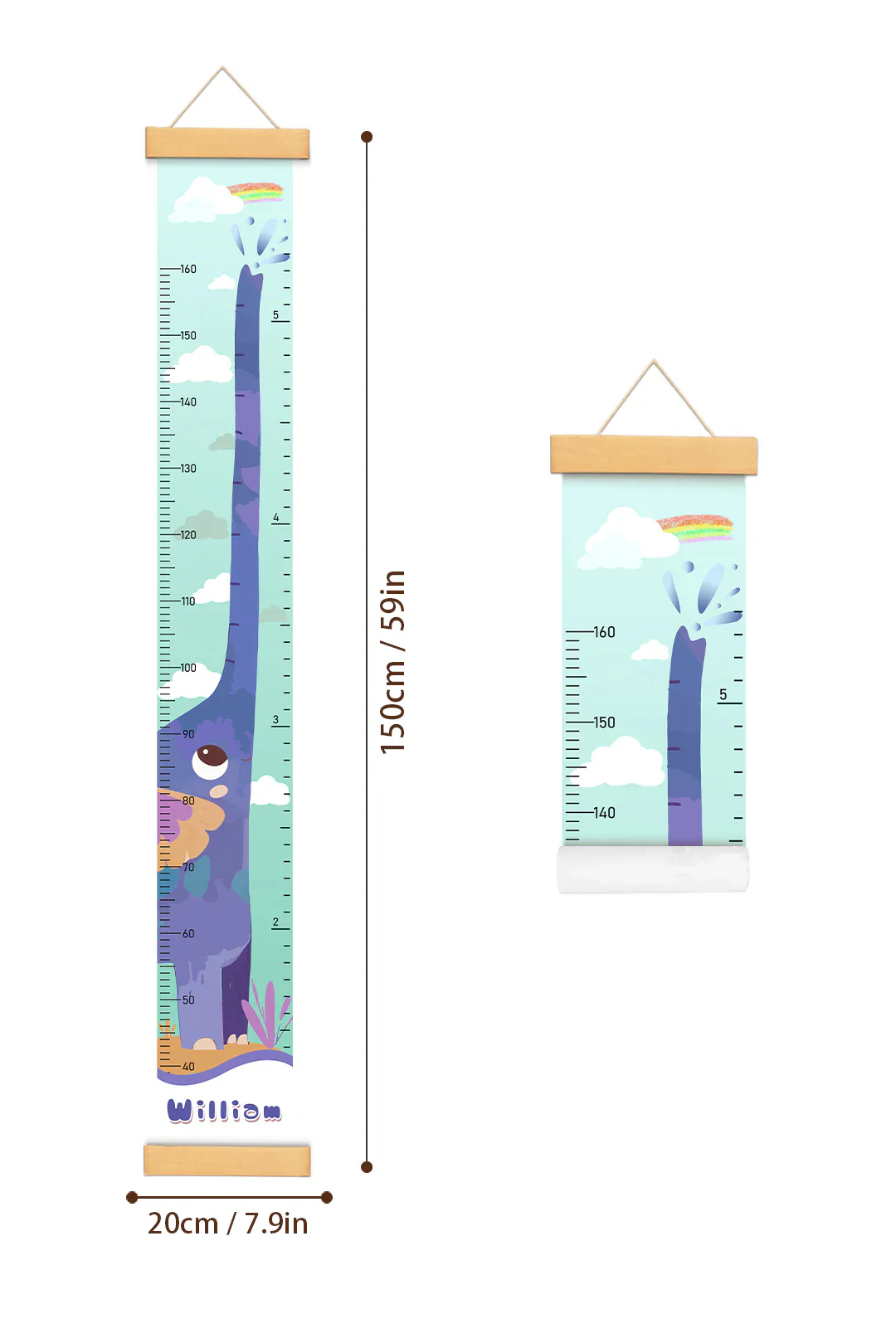 Personalized Elephant Growth Hanging Canvas Height Ruler - Image 8