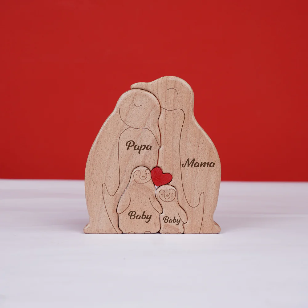 Personalized Family Name Puzzle Decor - Penguins