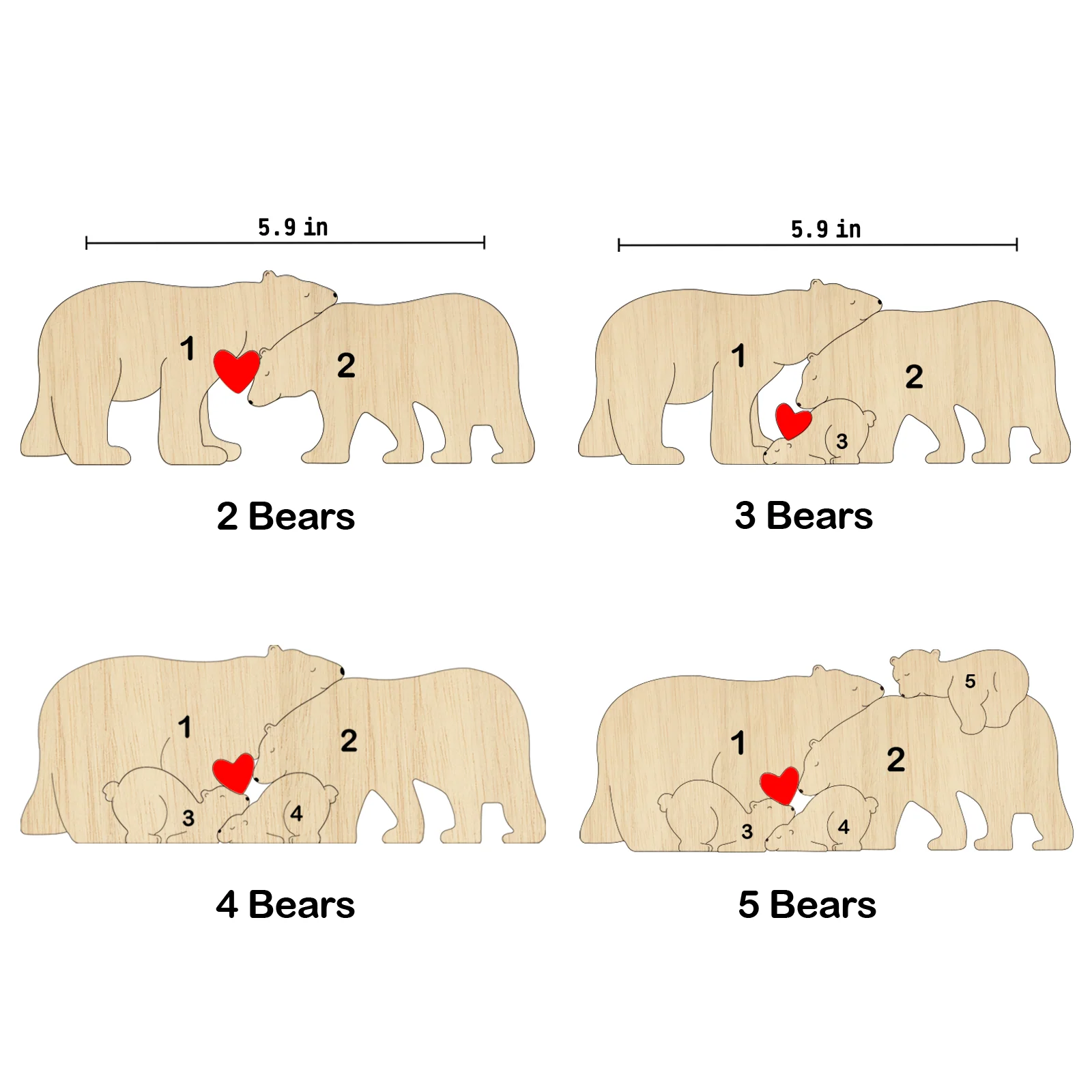 Personalized Family Name Puzzle Decor - Polar Bears - Image 2