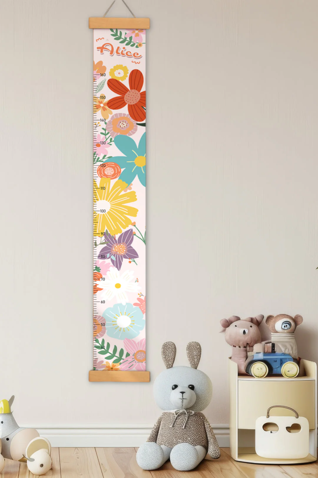 Personalized Flowers Hanging Canvas Height Ruler - Image 2