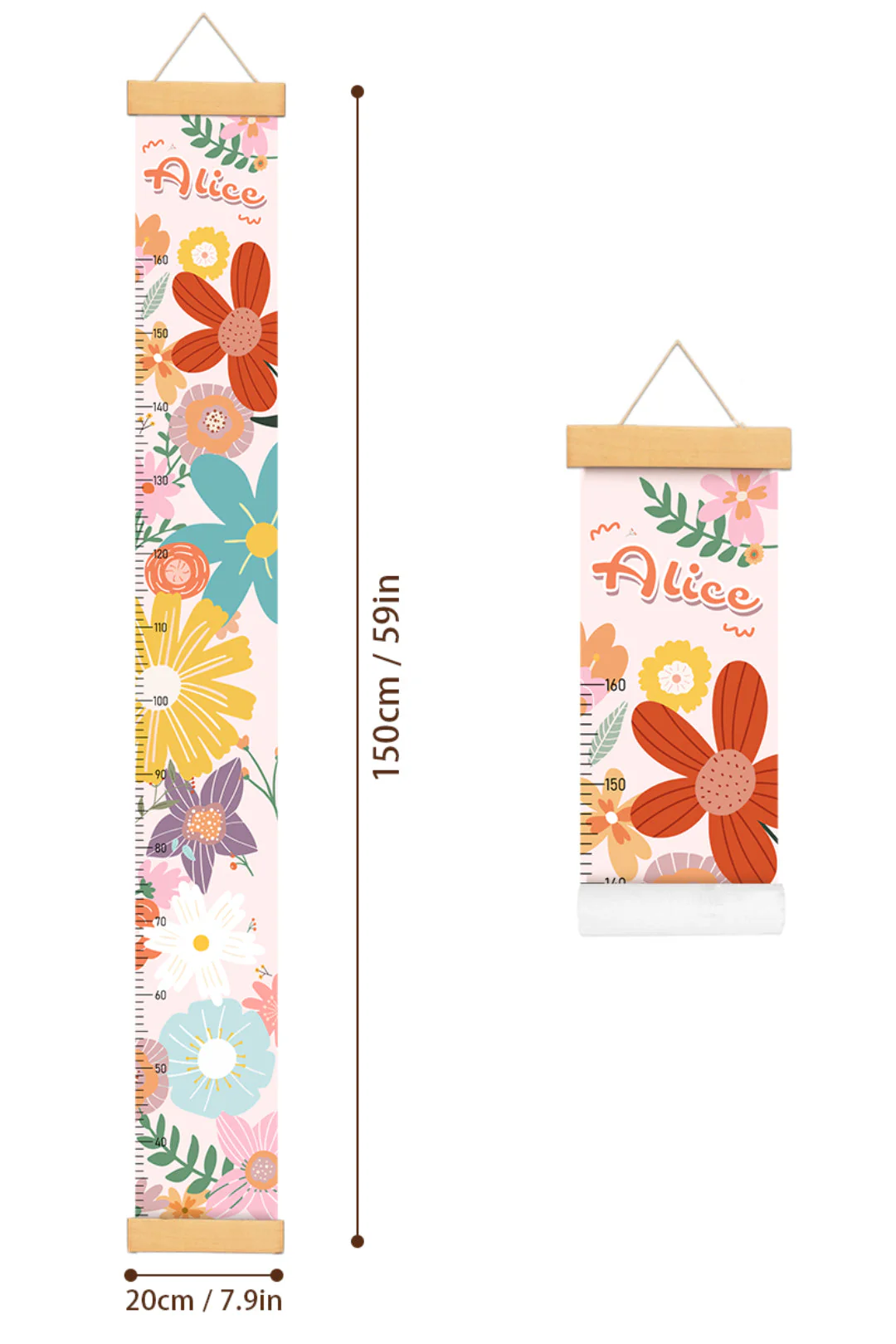 Personalized Flowers Hanging Canvas Height Ruler - Image 4