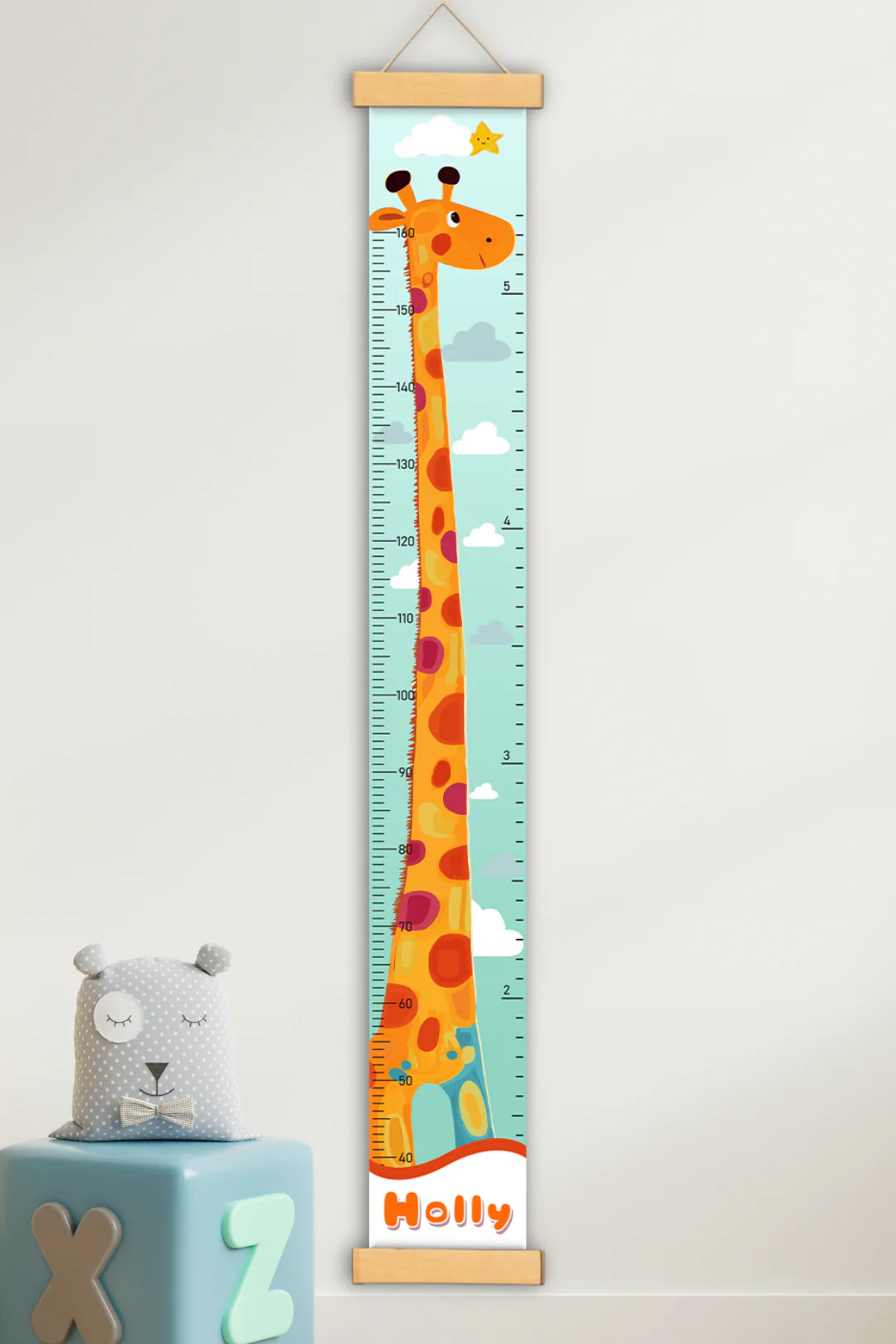 Personalized Giraffe Growth Hanging Canvas Height Ruler - Image 2