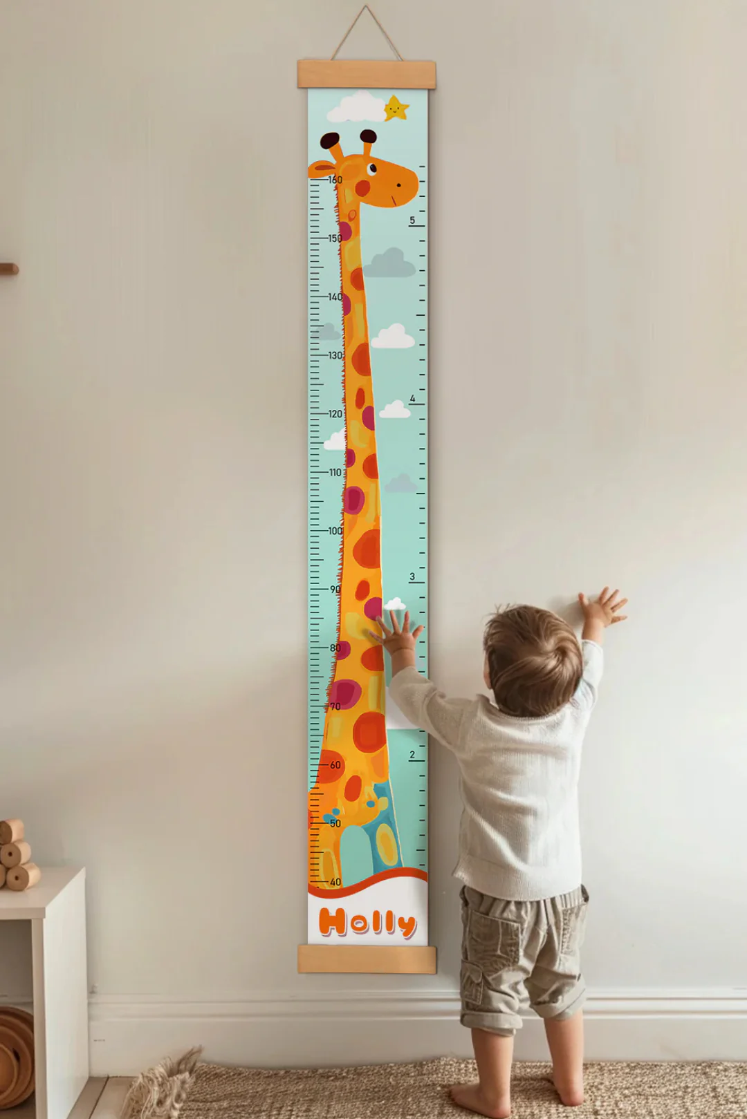 Personalized Giraffe Growth Hanging Canvas Height Ruler - Image 4