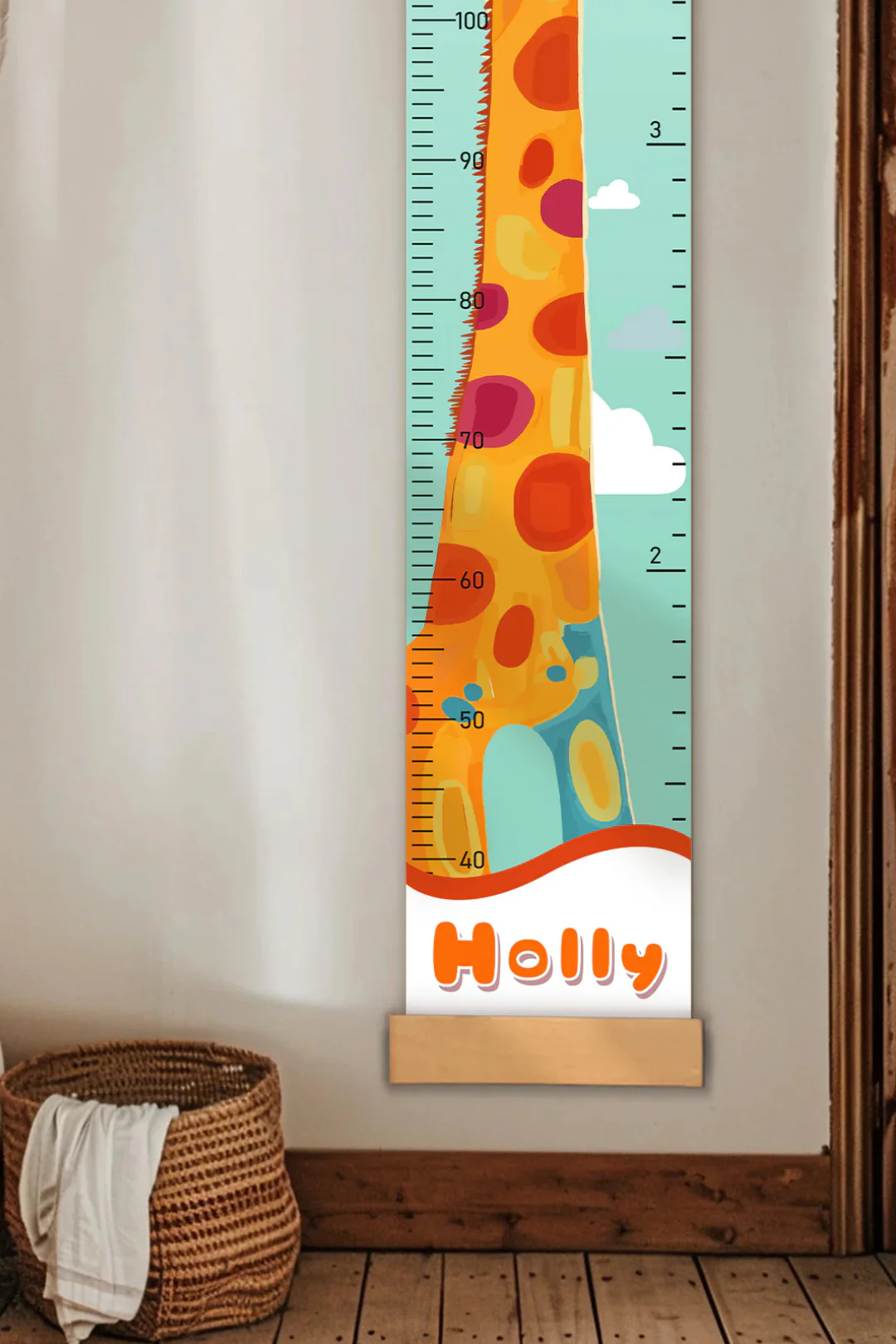 Personalized Giraffe Growth Hanging Canvas Height Ruler - Image 6