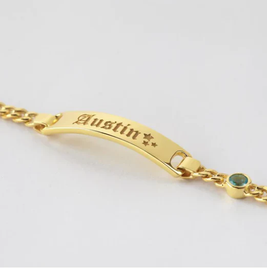 Personalized Kids Birthstone and Name Bracelet - Image 6