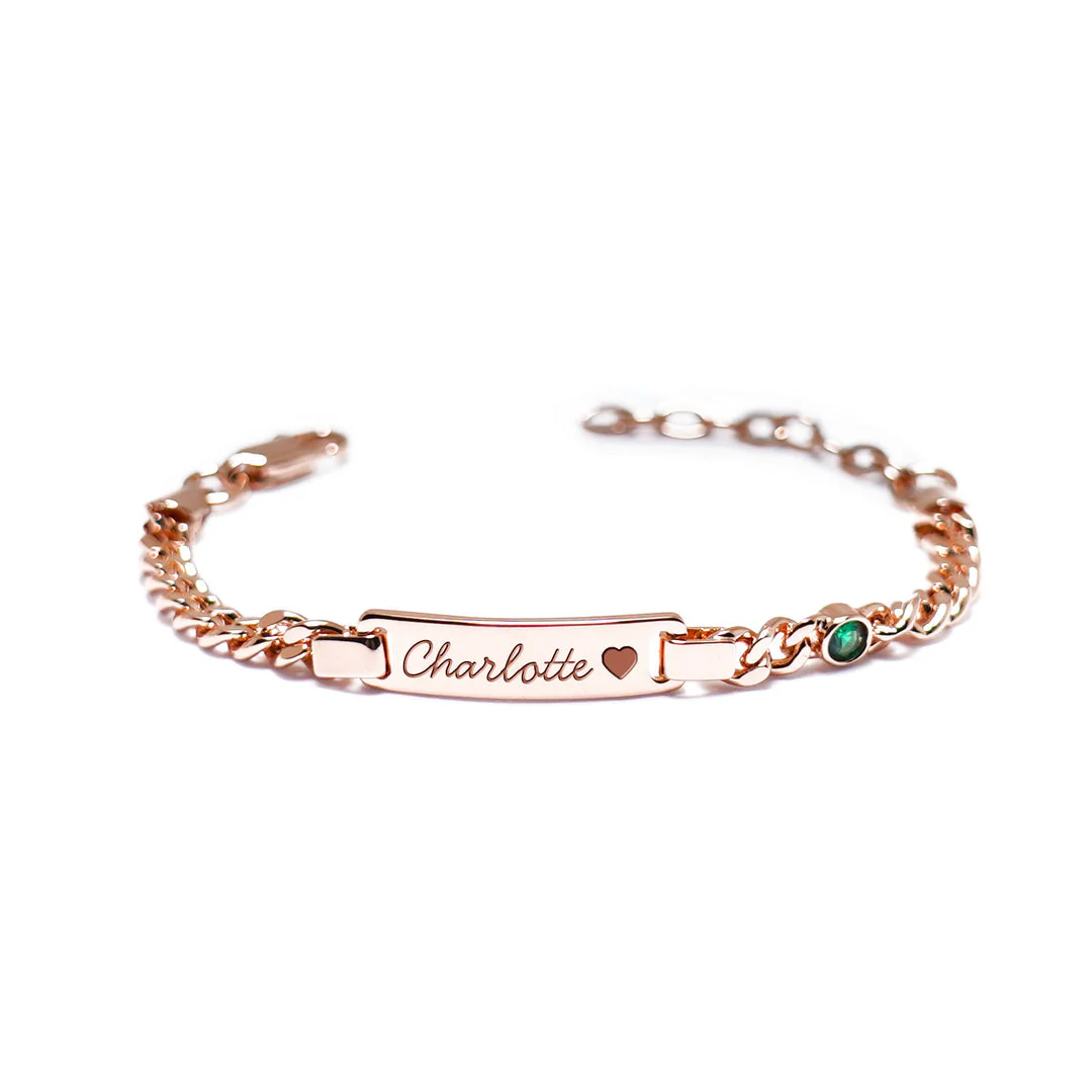 Personalized Kids Birthstone and Name Bracelet - Image 8