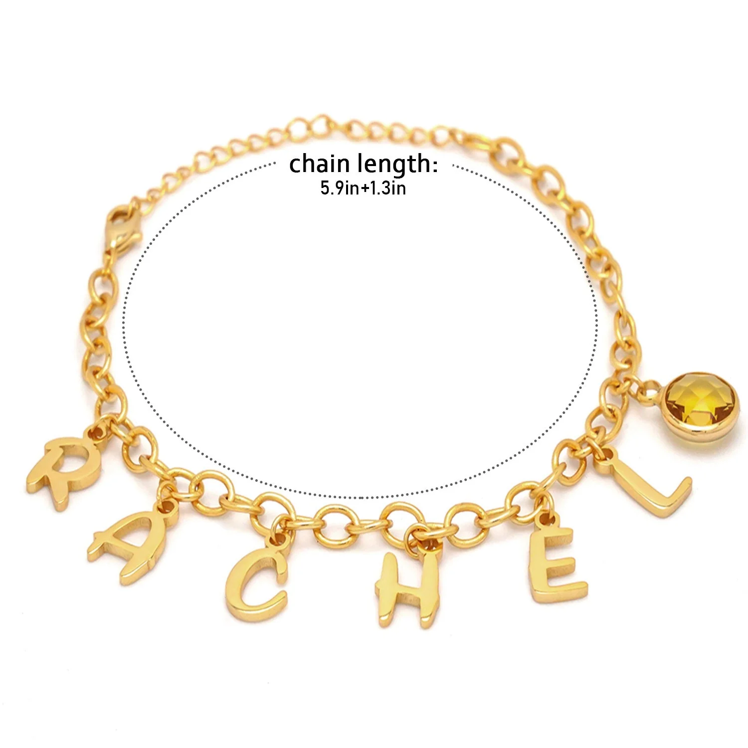 Personalized Kids Letters and Birthstone Pendant Bracelet - Image 4