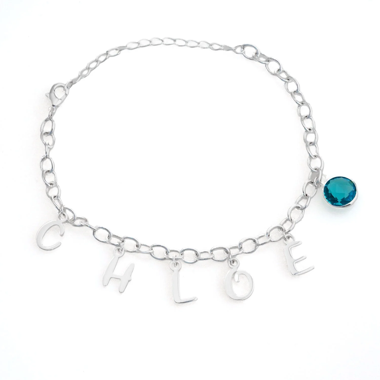 Personalized Kids Letters and Birthstone Pendant Bracelet - Image 5