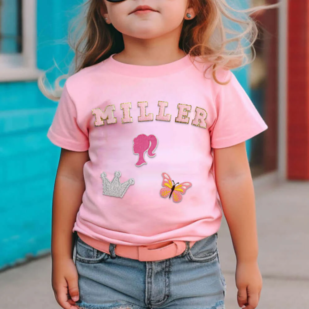Personalized Toddler Patch Pink T-shirt - Image 2