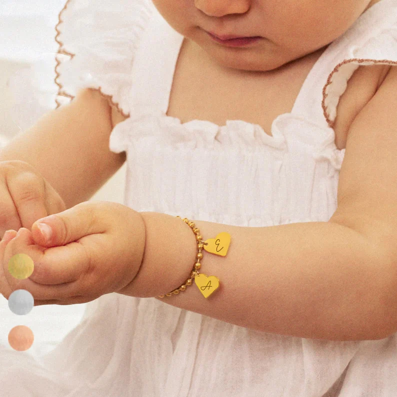 Personalized Letter Heart Charm Bracelet for Kids - Image 10