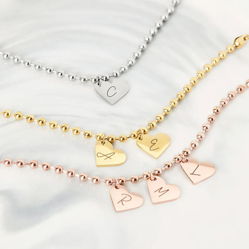 Personalized Letter Heart Charm Bracelet for Kids - Image 12