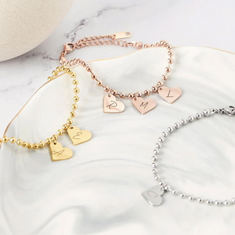 Personalized Letter Heart Charm Bracelet for Kids - Image 3