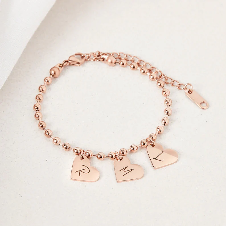 Personalized Letter Heart Charm Bracelet for Kids - Image 7