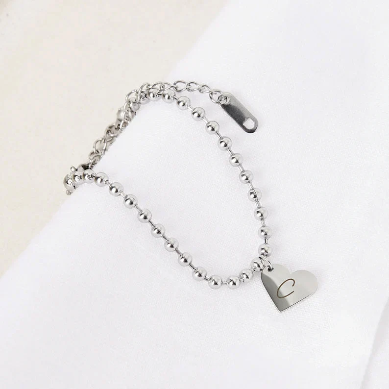 Personalized Letter Heart Charm Bracelet for Kids - Image 8