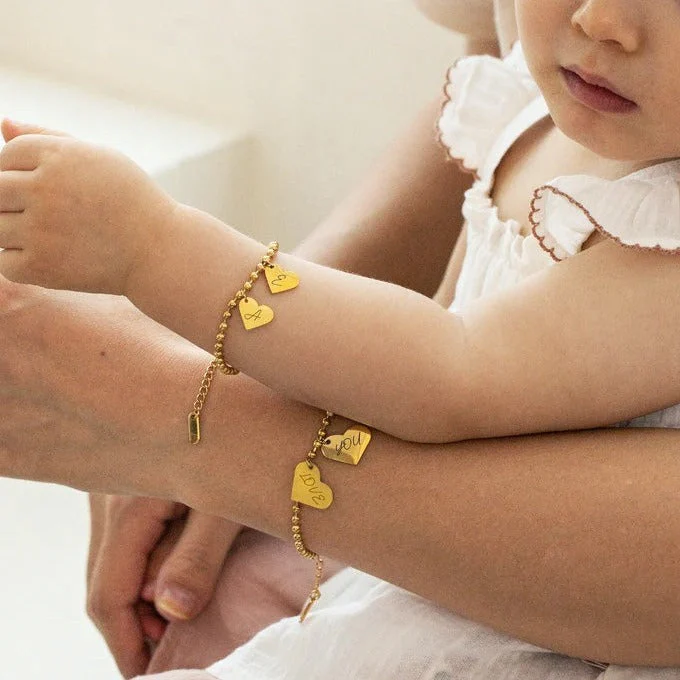 Personalized Letter Heart Charm Bracelet for Kids - Image 9