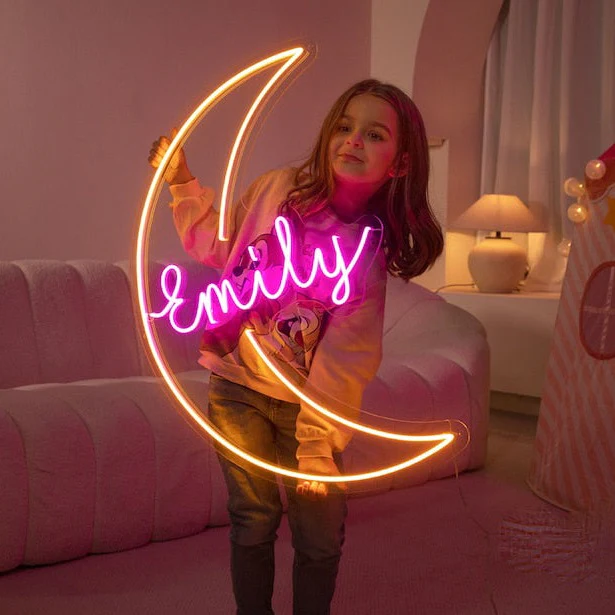 Personalized Name and Moon Baby Room Neon Sign - Image 5