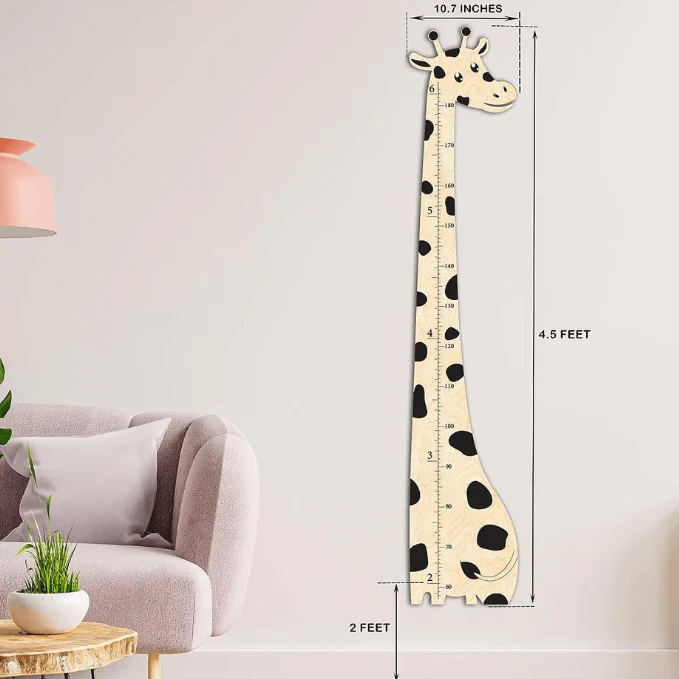 Wooden Giraffe Growth Chart Height Ruler for Kids - Image 5