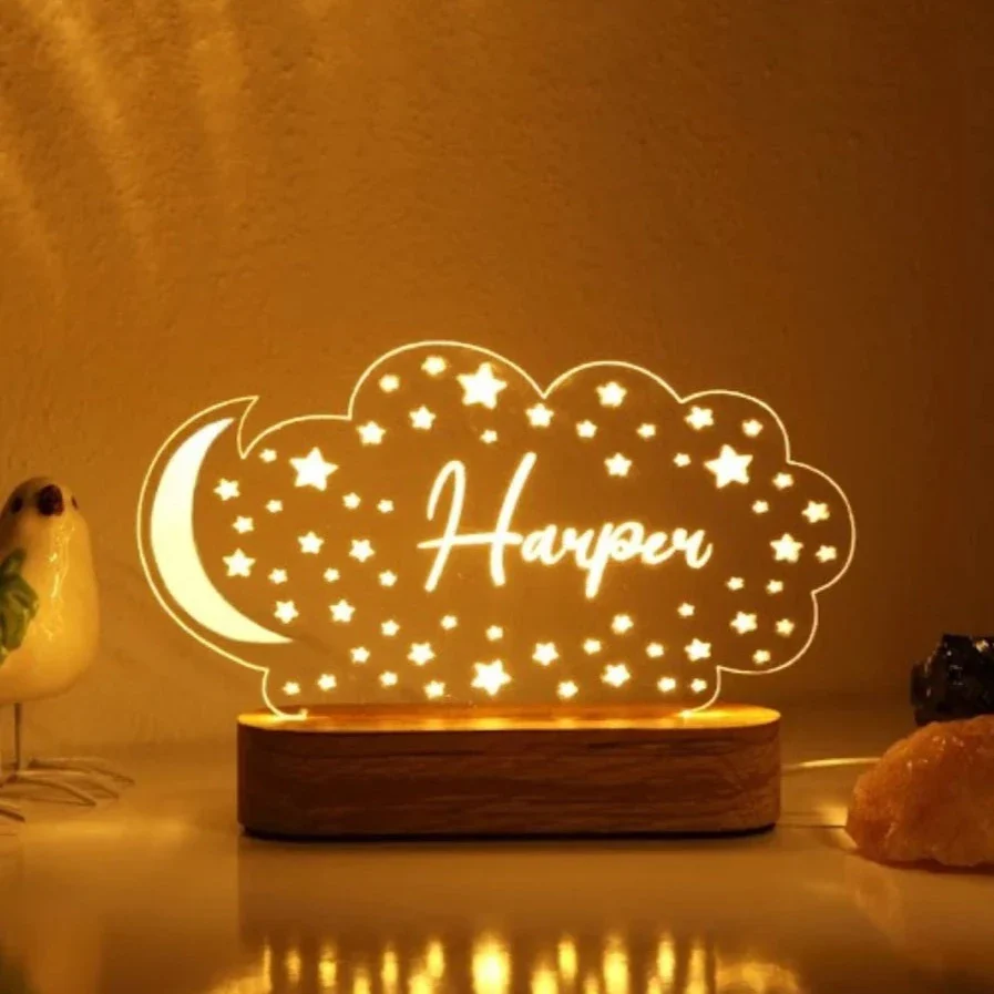 Personalized Night Light with Moon & Stars - Image 2