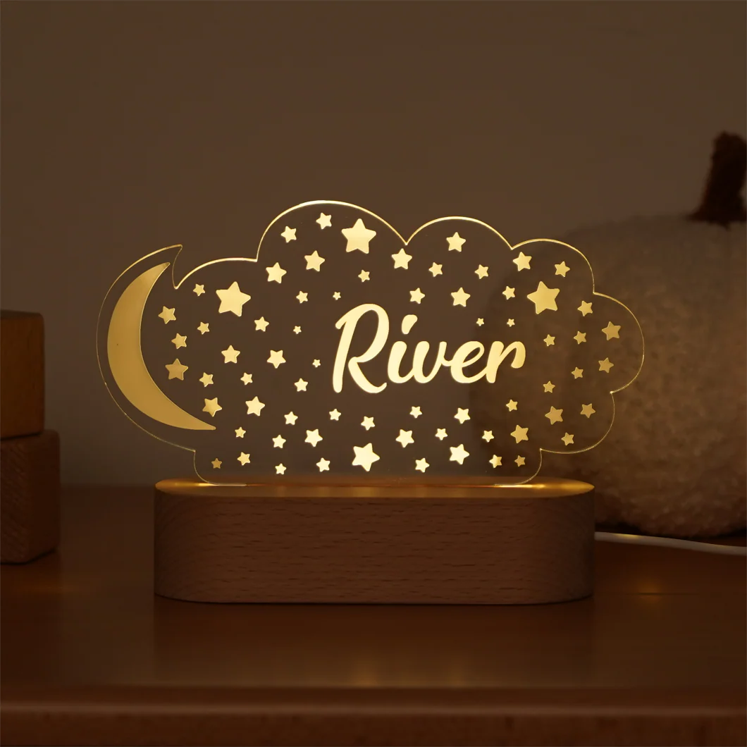 Personalized Night Light with Moon & Stars - Image 4