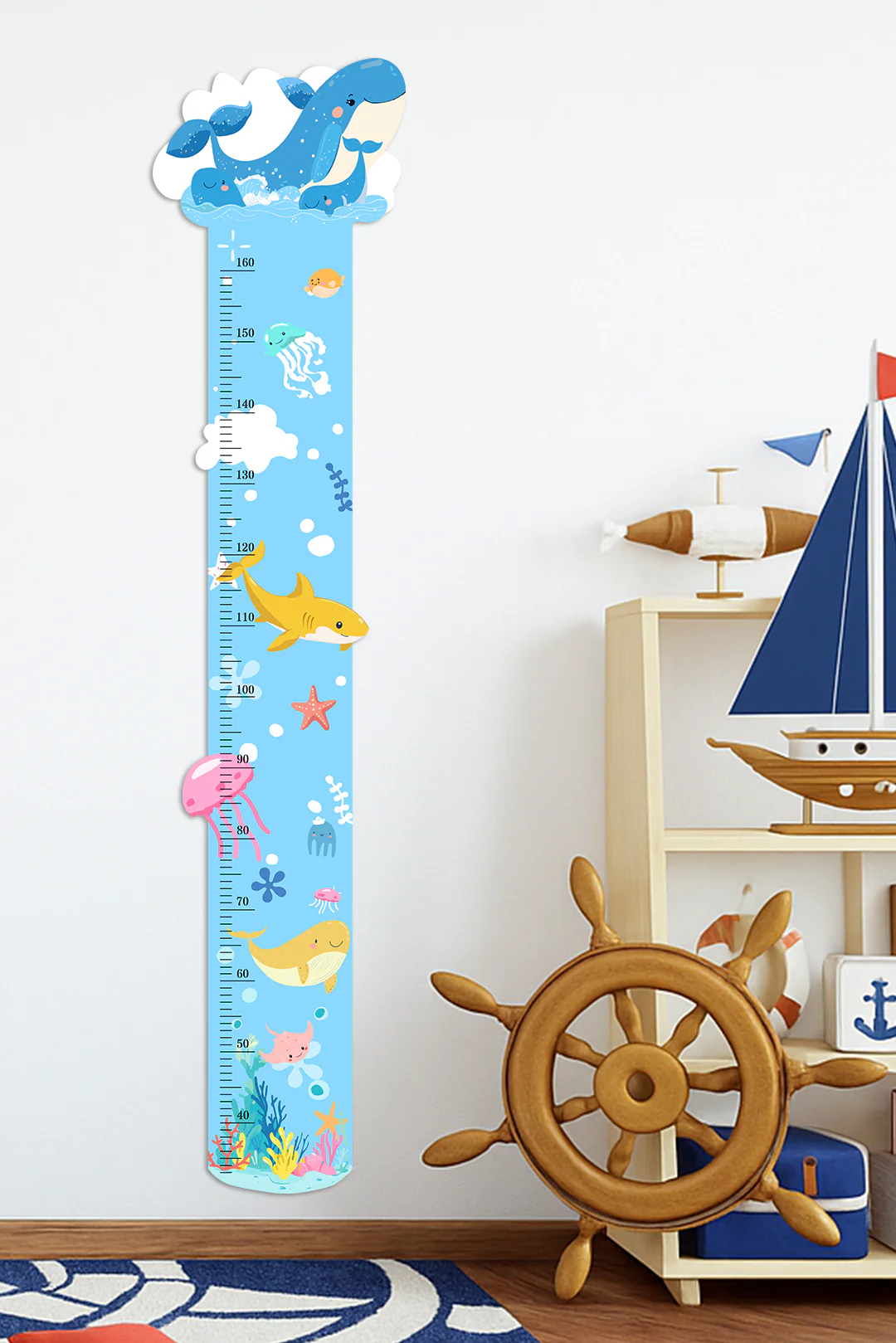 Personalized Ocean Theme Wooden Growth Chart for Kids - Image 2