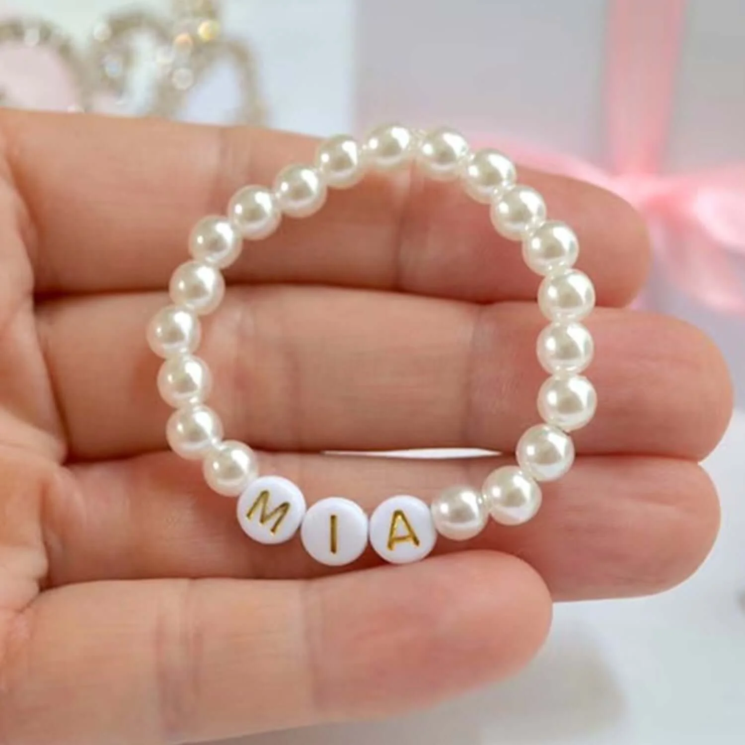 Personalized Pearl Name Bracelet for Baby and Girl - Image 5