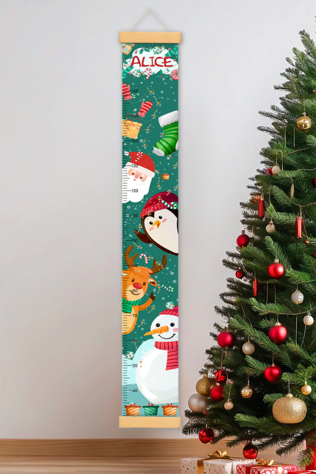 Personalized Santa Claus Hanging Canvas Height Ruler - Image 2