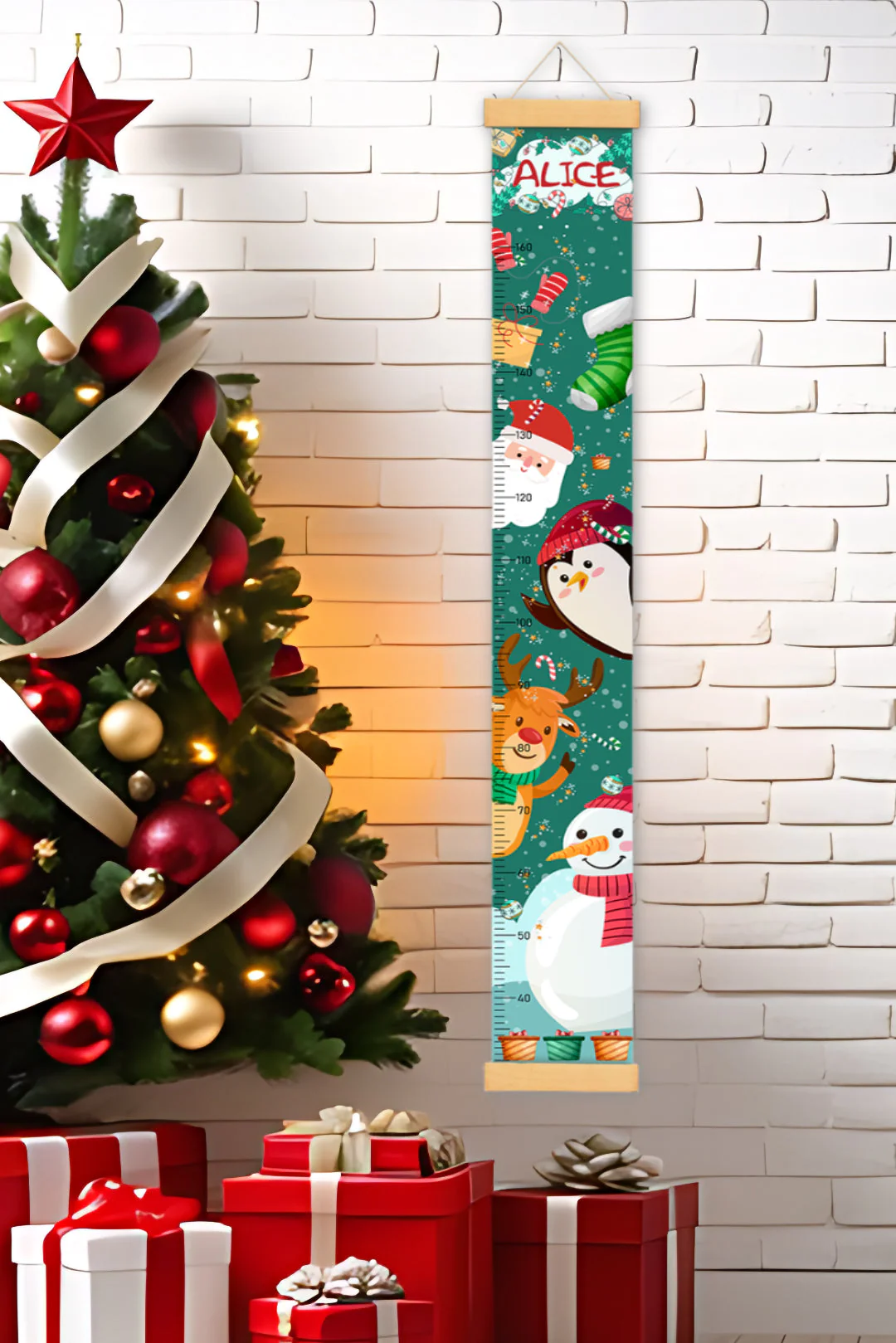 Personalized Santa Claus Hanging Canvas Height Ruler - Image 3