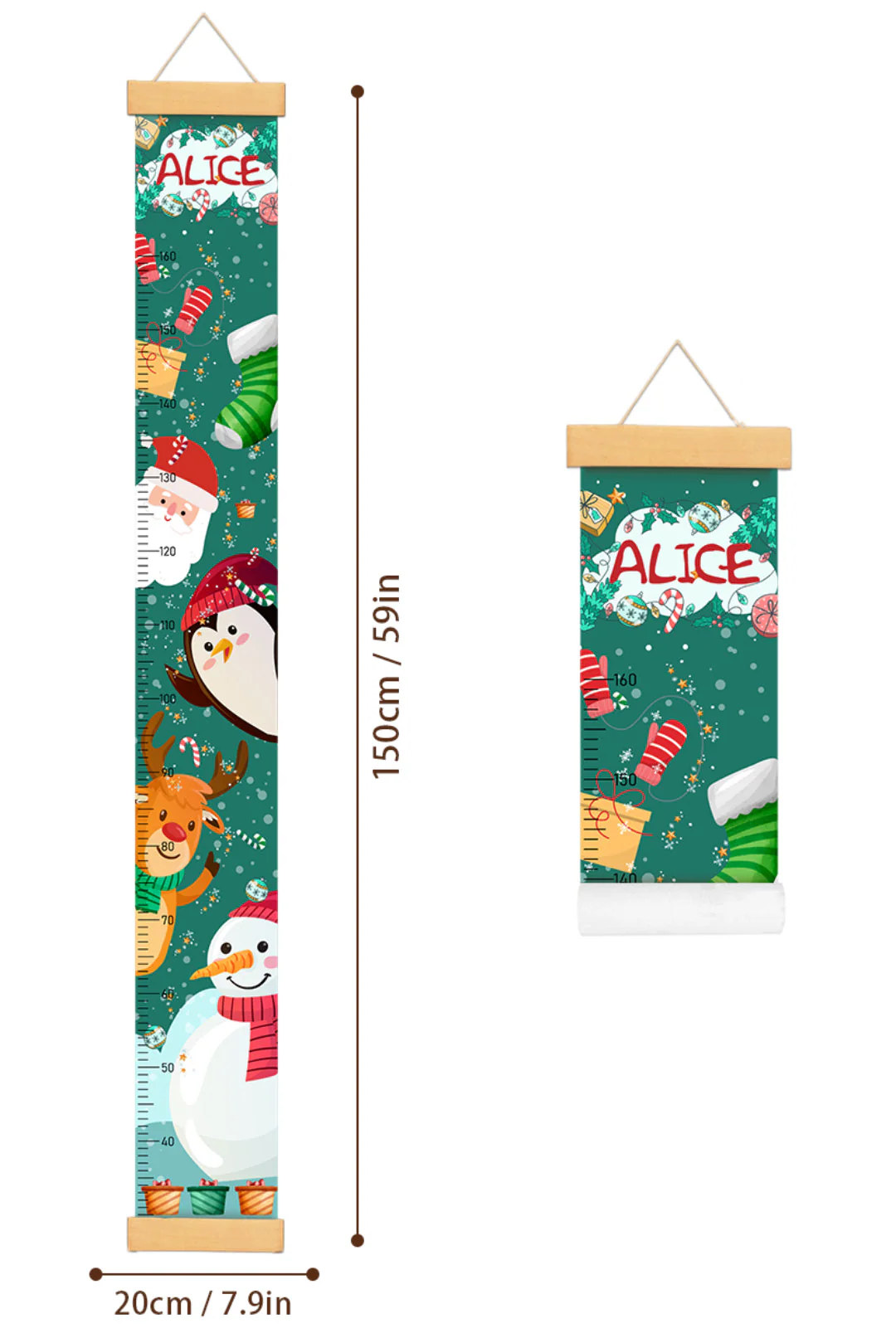 Personalized Santa Claus Hanging Canvas Height Ruler - Image 7