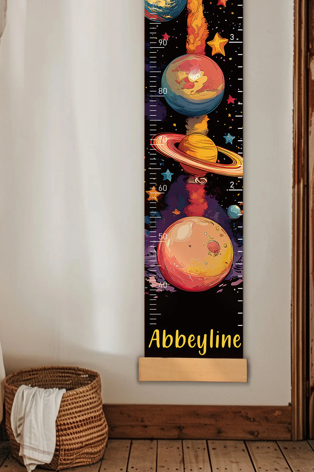 Personalized Space Rocket Hanging Canvas Height Ruler - Image 6