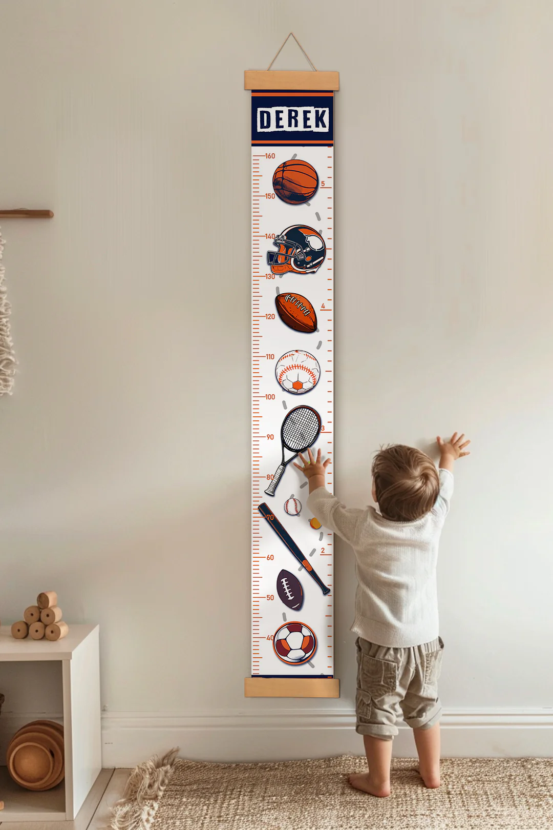 Personalized Sports Theme Hanging Canvas Height Ruler - Image 2