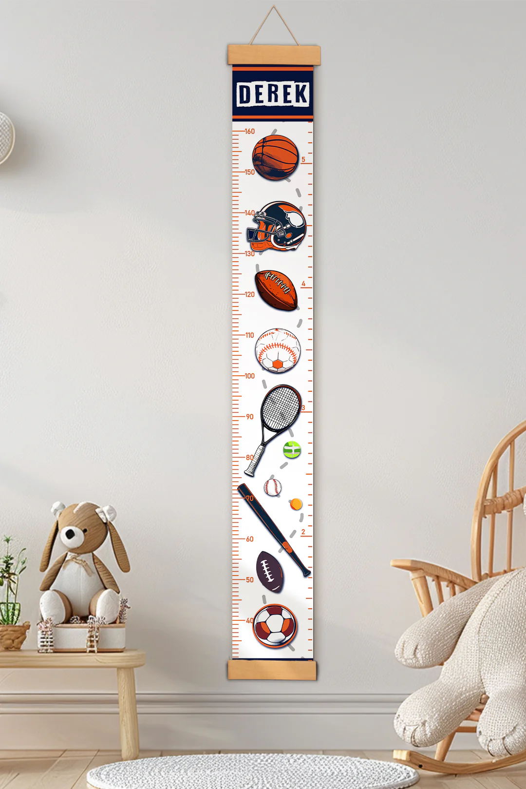 Personalized Sports Theme Hanging Canvas Height Ruler - Image 3