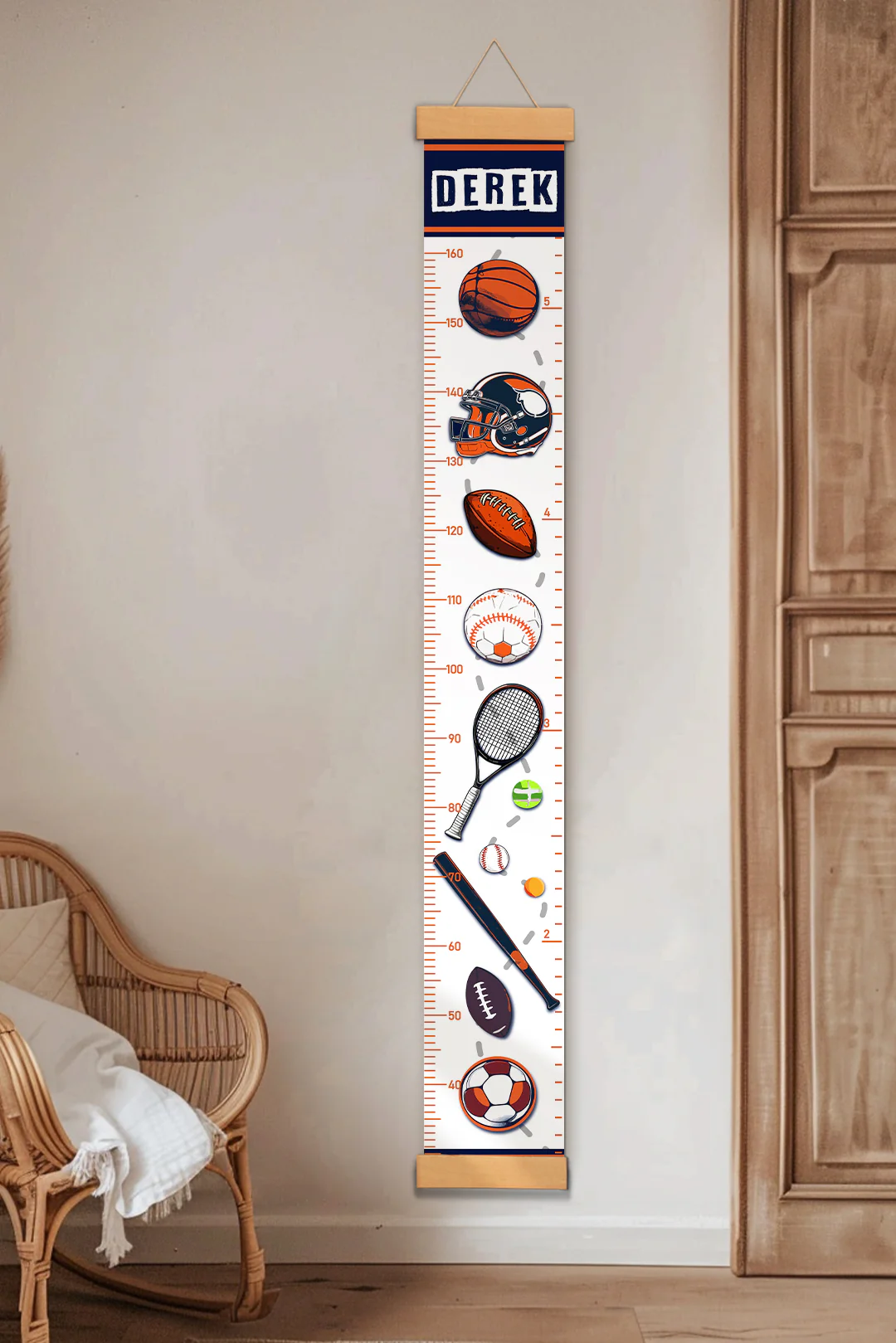 Personalized Sports Theme Hanging Canvas Height Ruler - Image 4