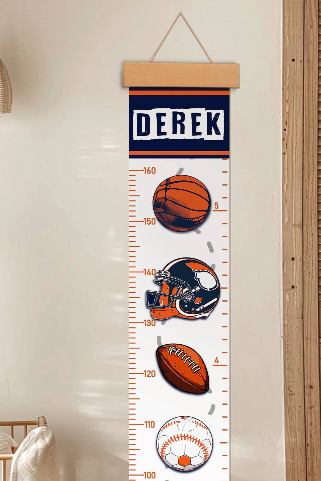 Personalized Sports Theme Hanging Canvas Height Ruler - Image 5