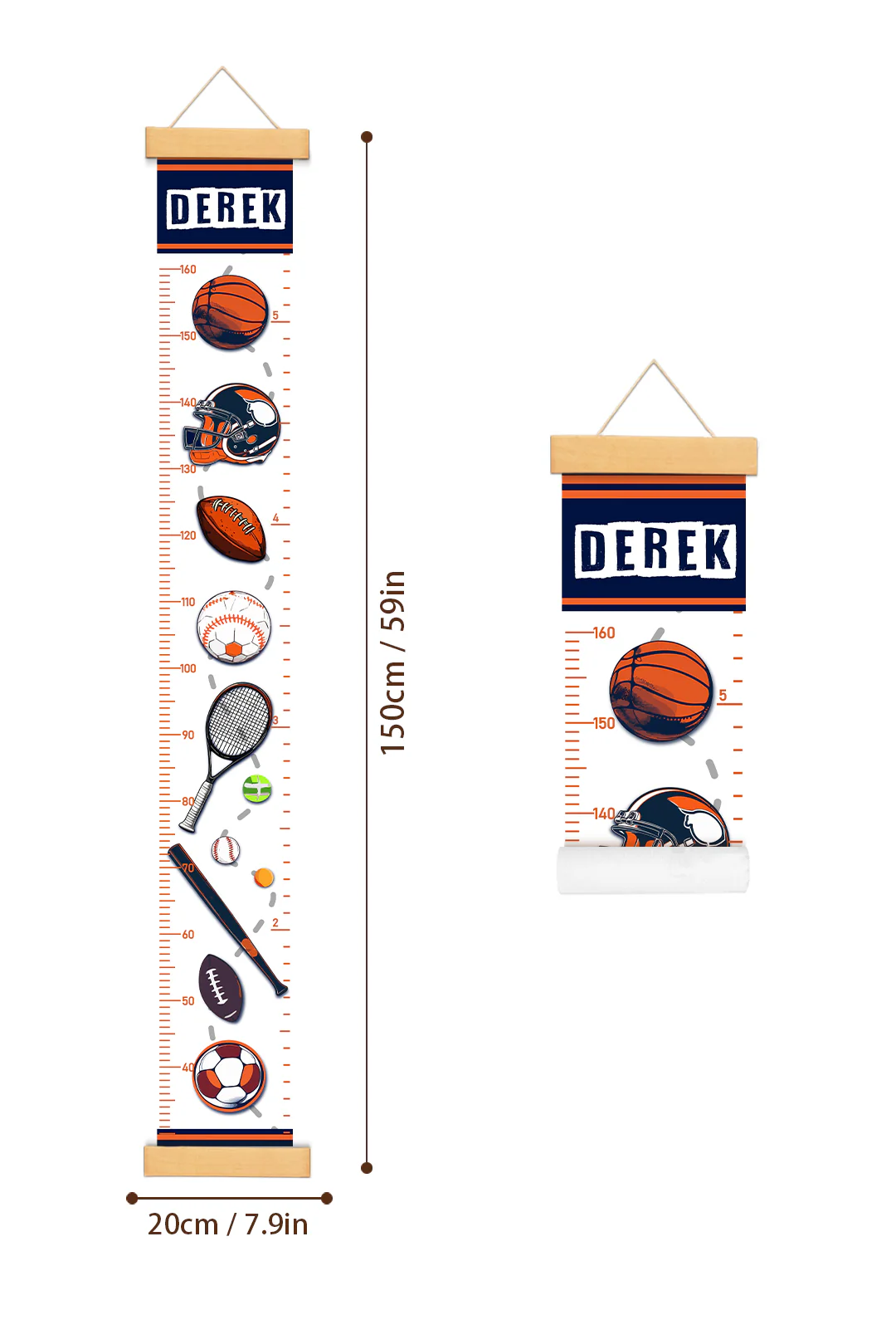 Personalized Sports Theme Hanging Canvas Height Ruler - Image 6