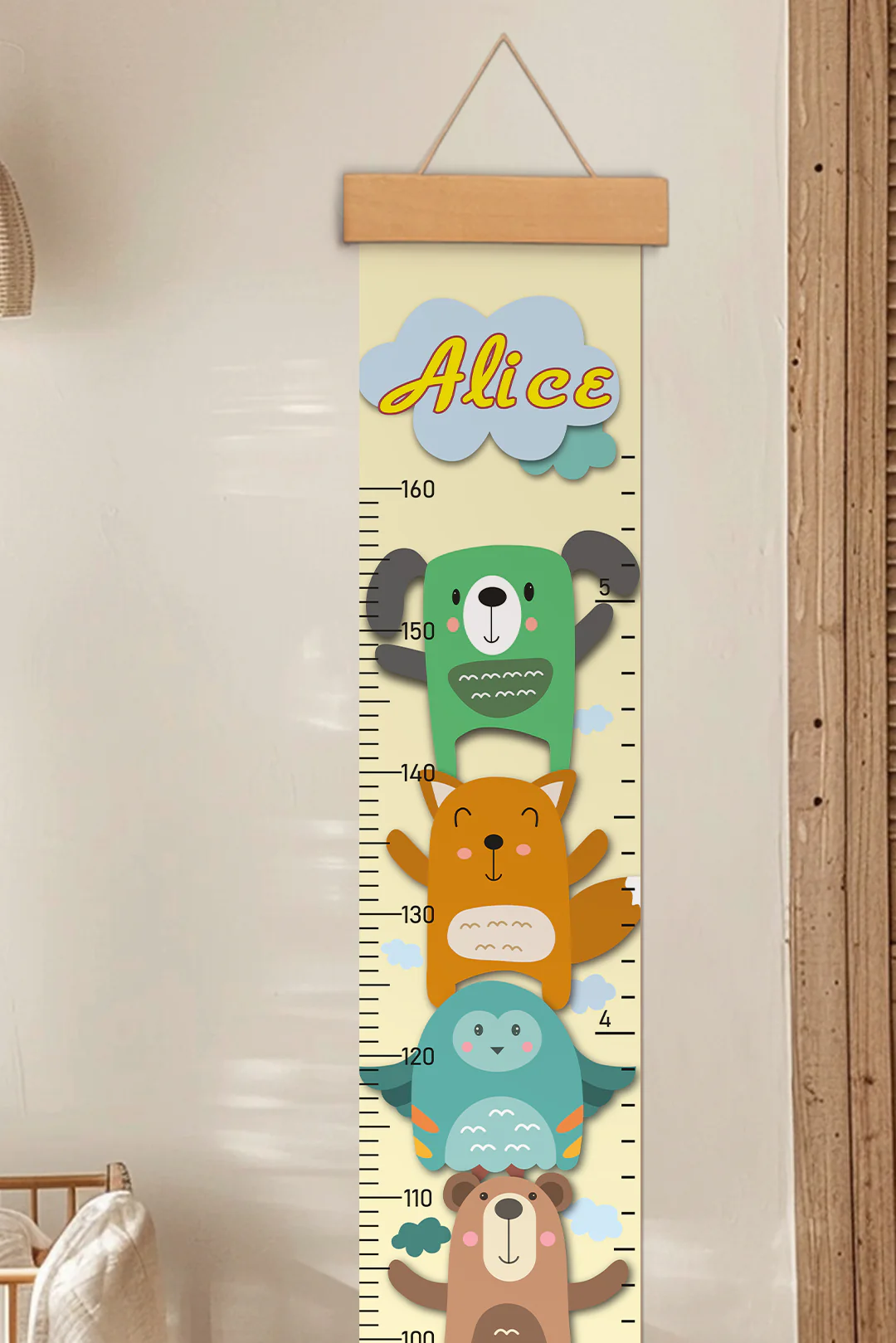 Personalized Stacked Animal Hanging Canvas Height Ruler - Image 5