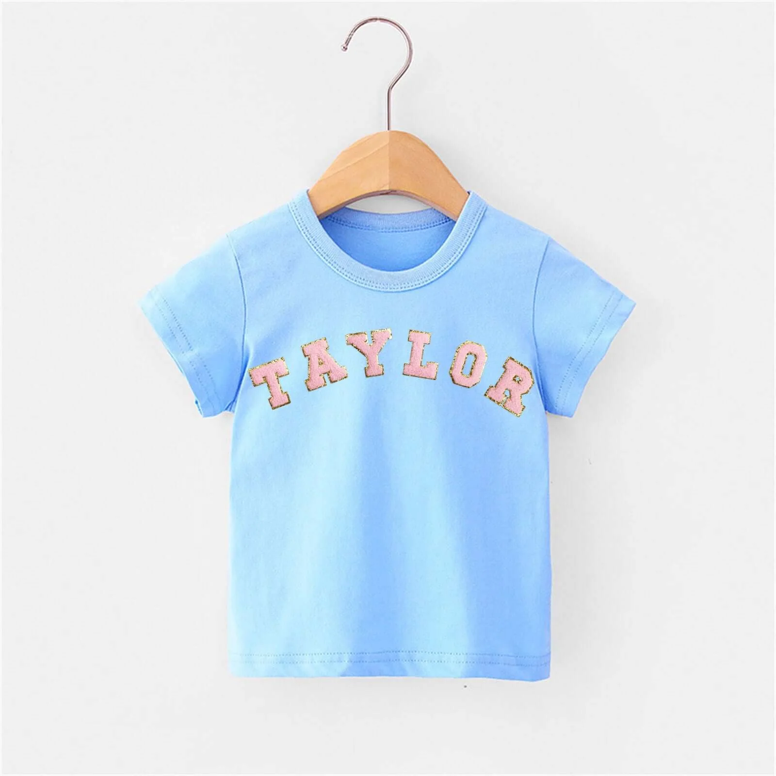 Personalized Toddler Patch Milky Blue T-shirt - Image 4