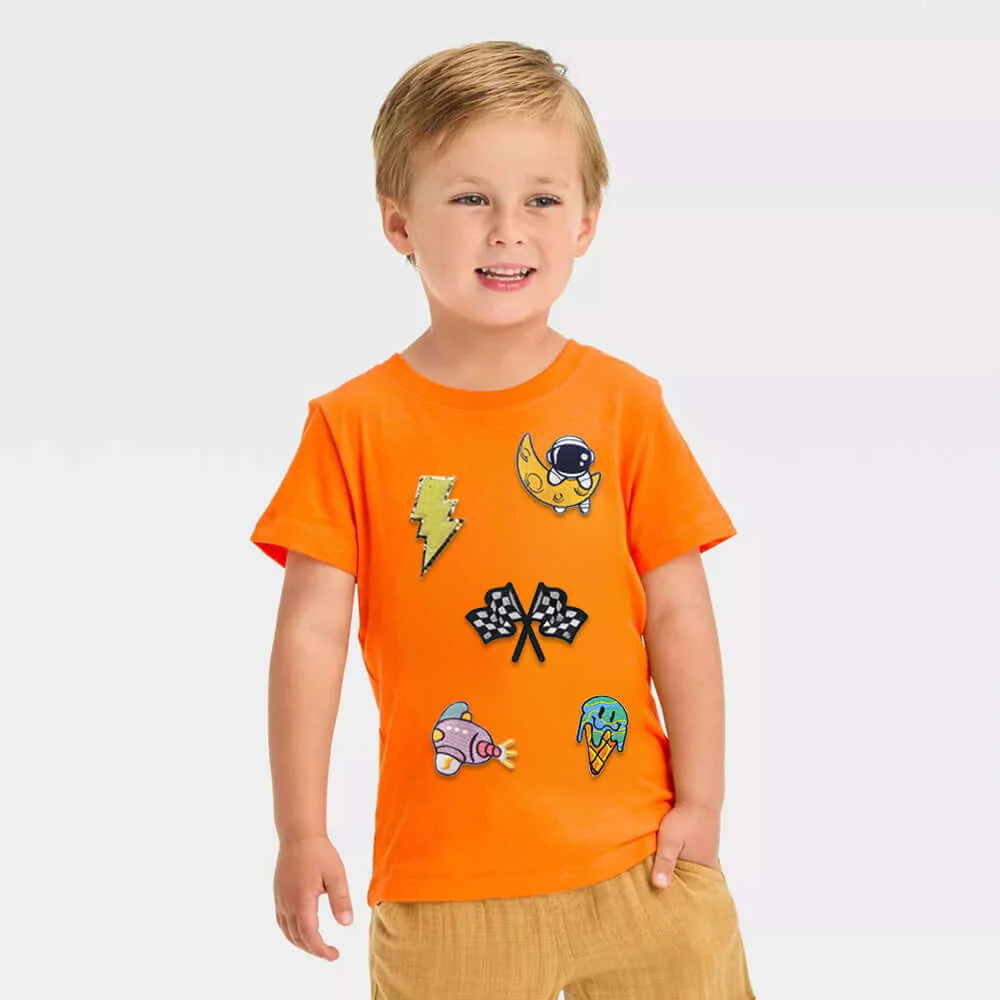 Personalized Toddler Patch Orange T-shirt - Image 2