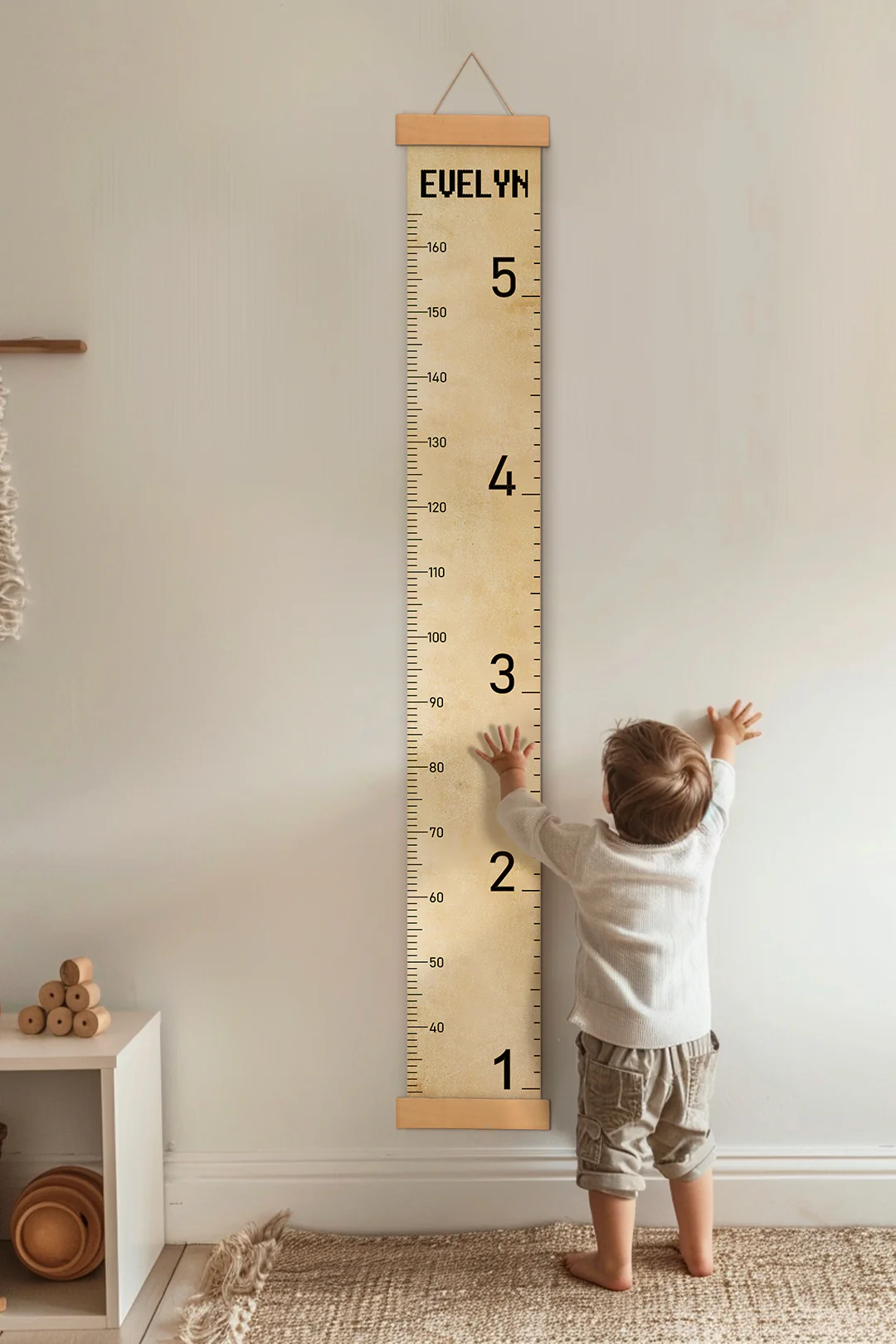 Personalized Vintage Style Hanging Canvas Height Ruler - Image 3