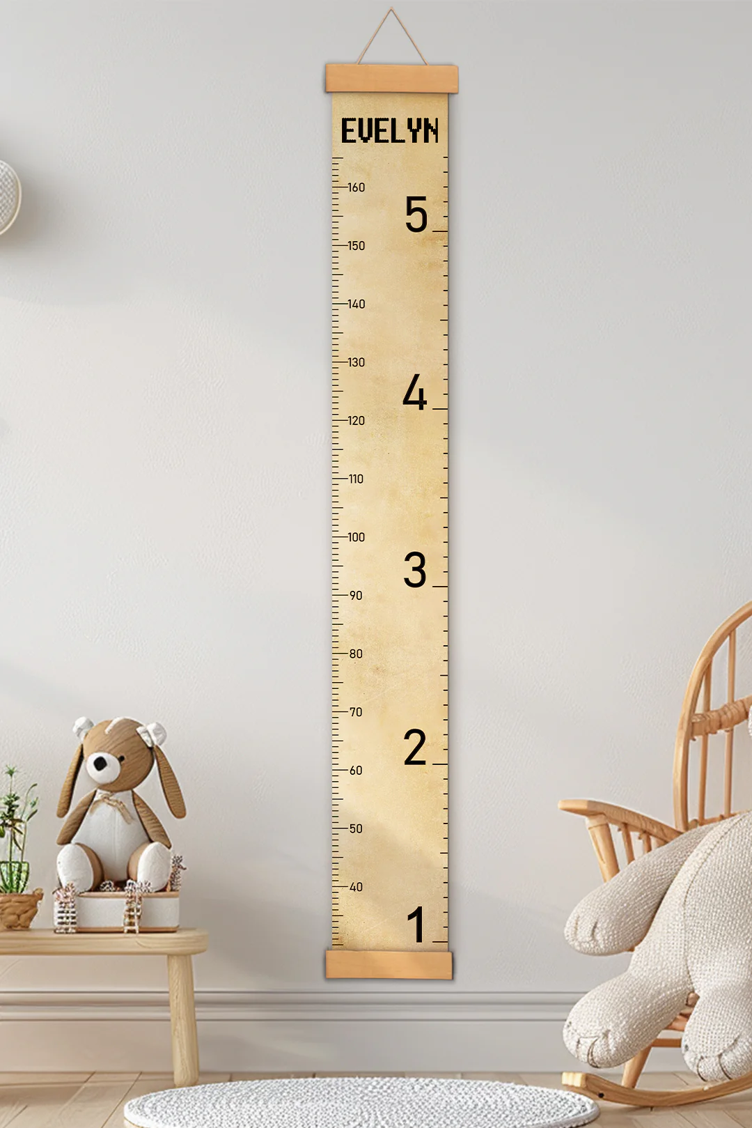 Personalized Vintage Style Hanging Canvas Height Ruler - Image 4