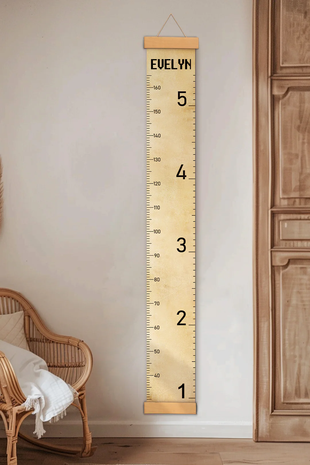 Personalized Vintage Style Hanging Canvas Height Ruler - Image 5