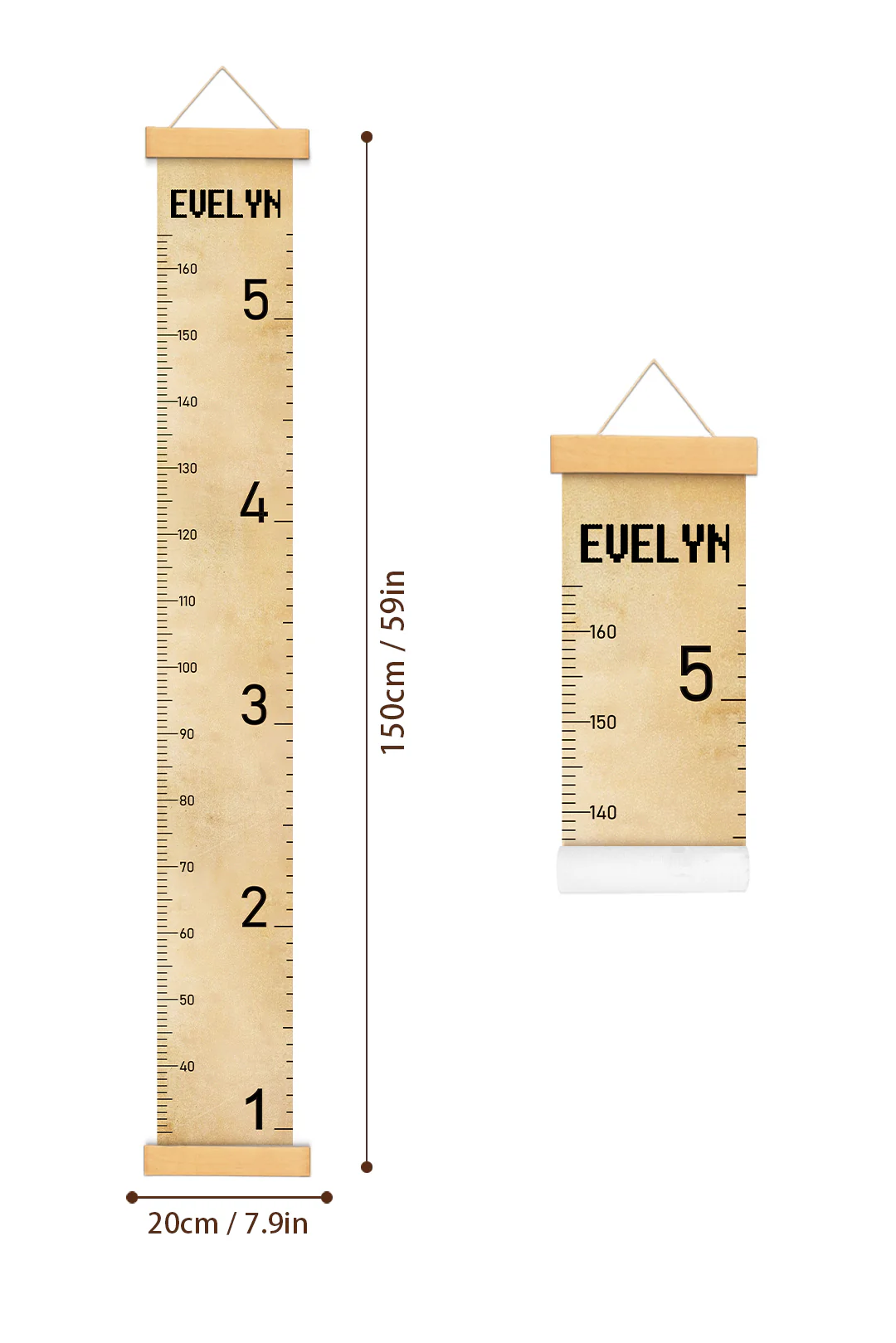 Personalized Vintage Style Hanging Canvas Height Ruler - Image 7