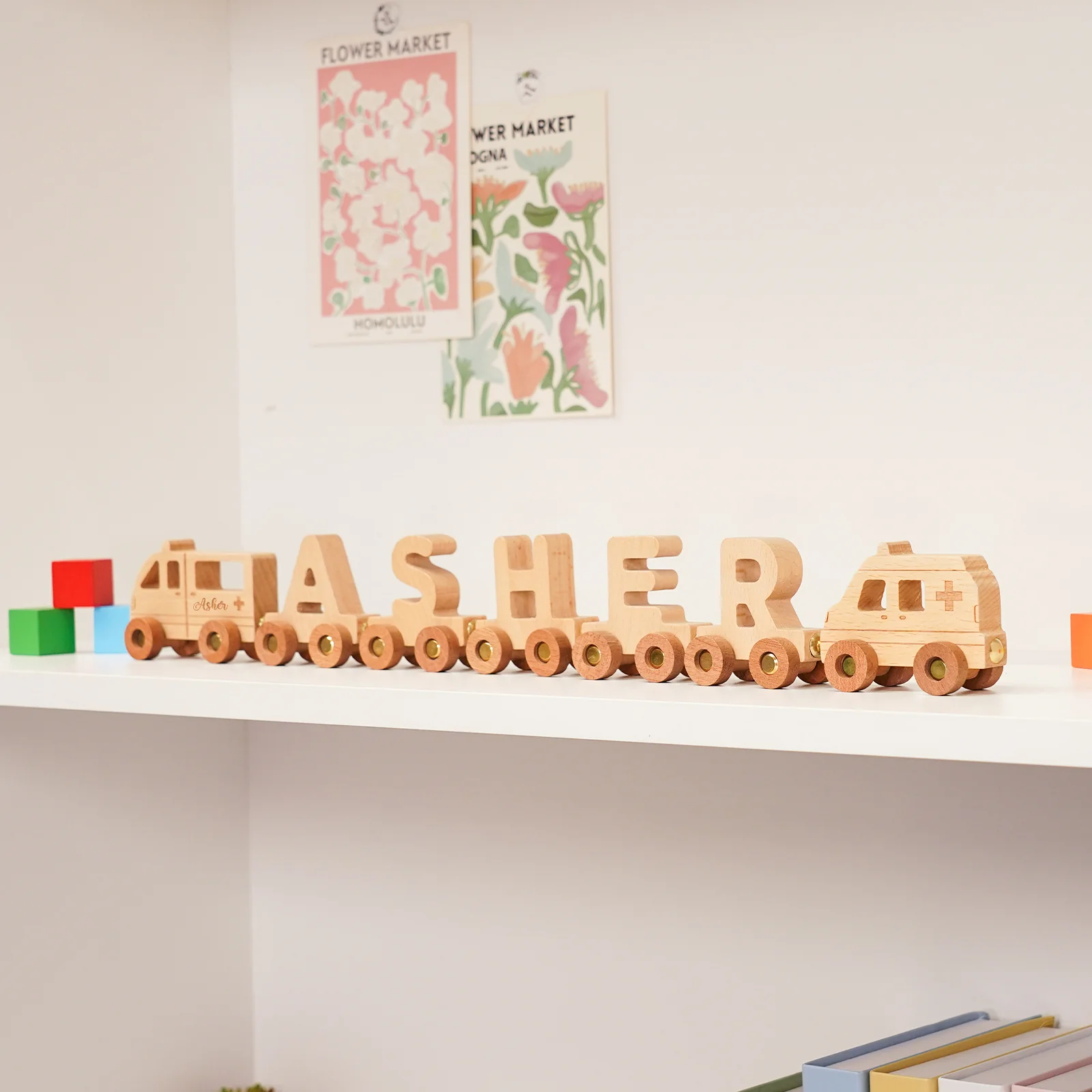 Personalized Wooden Ambulance Train Set With Name - Image 5