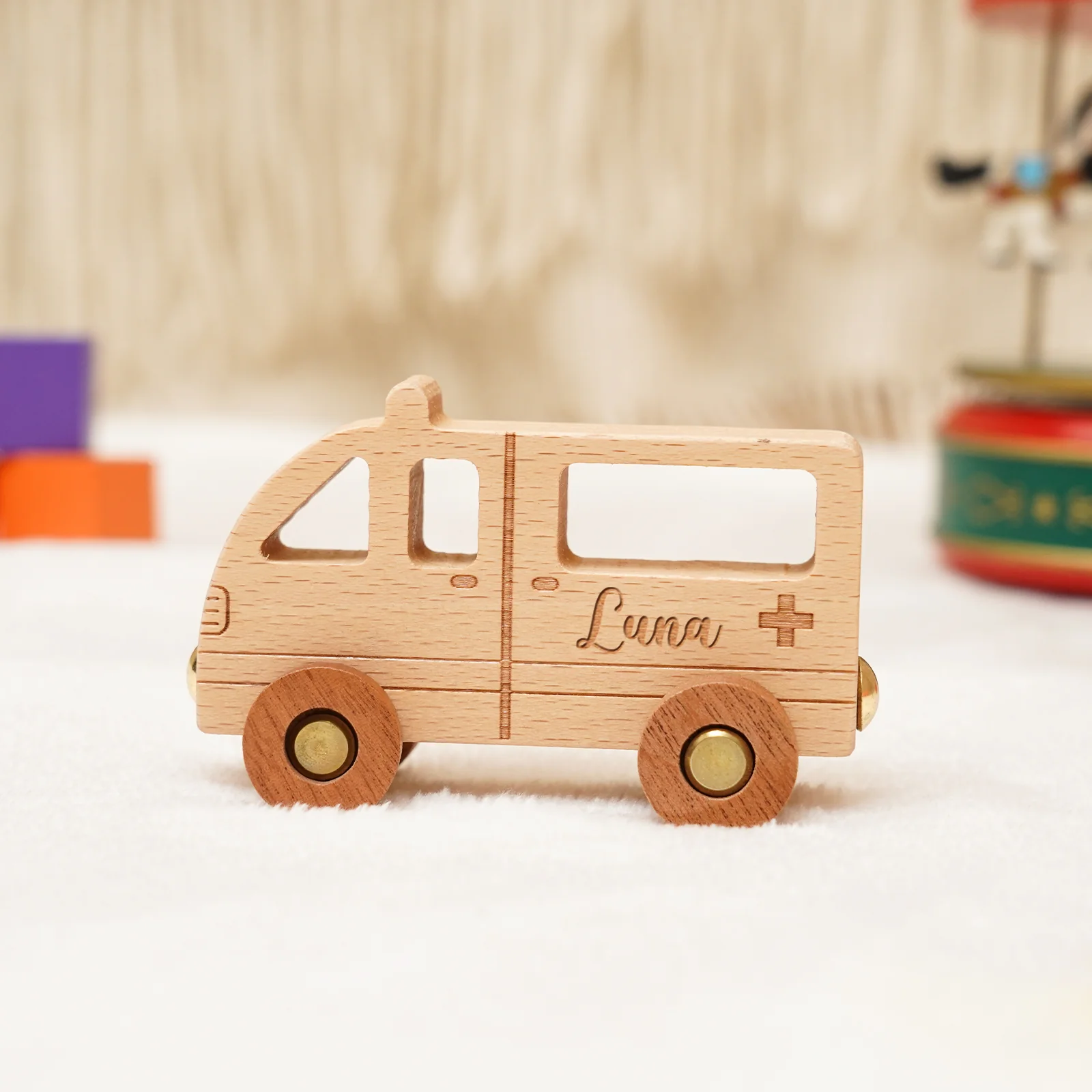 Personalized Wooden Ambulance Train Set With Name - Image 6